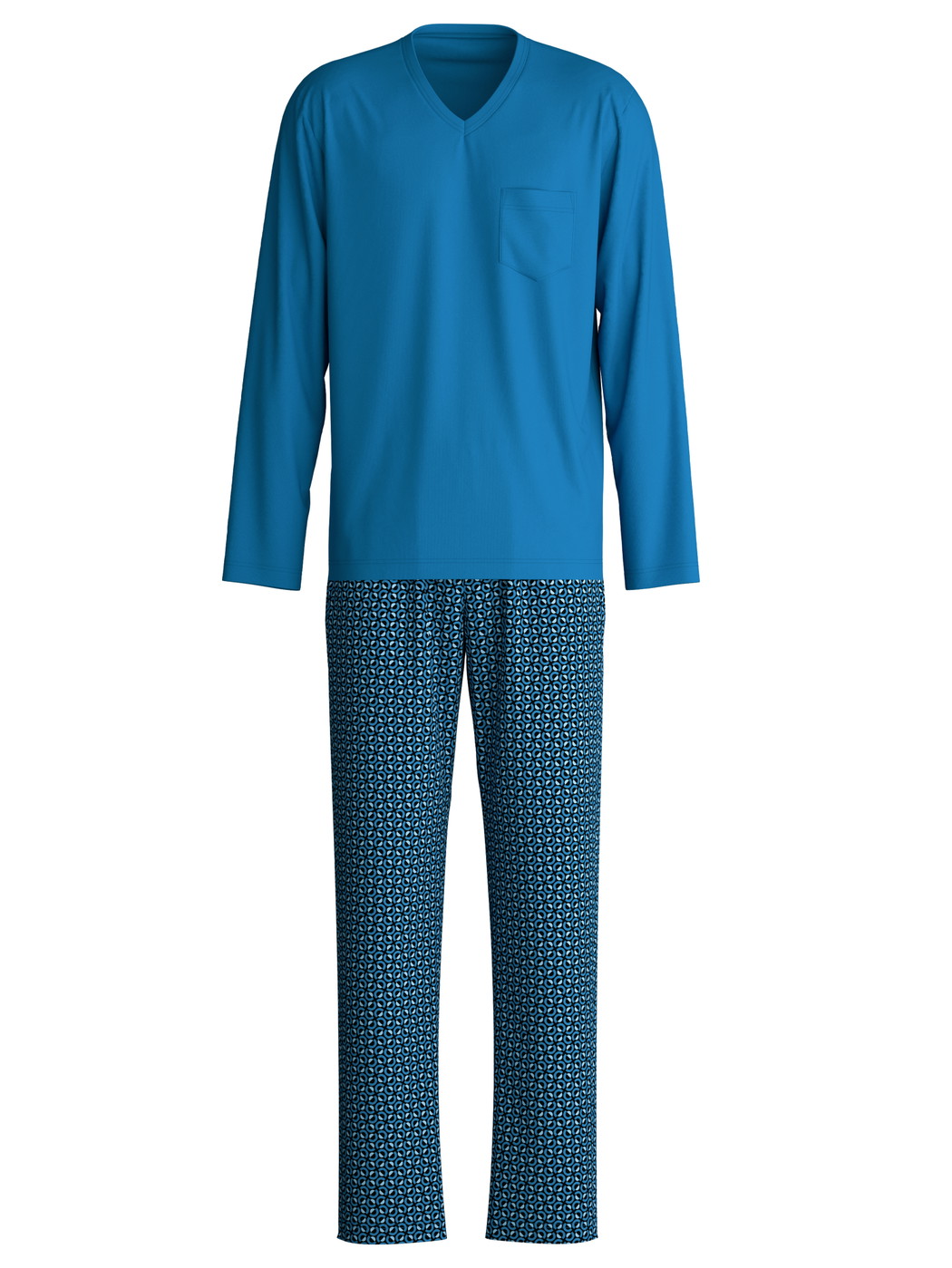 Homme - Pyjama, longue en 100% coton de couleur Bleu, À motifs, de la série Relax Imprint 2 de CALIDA