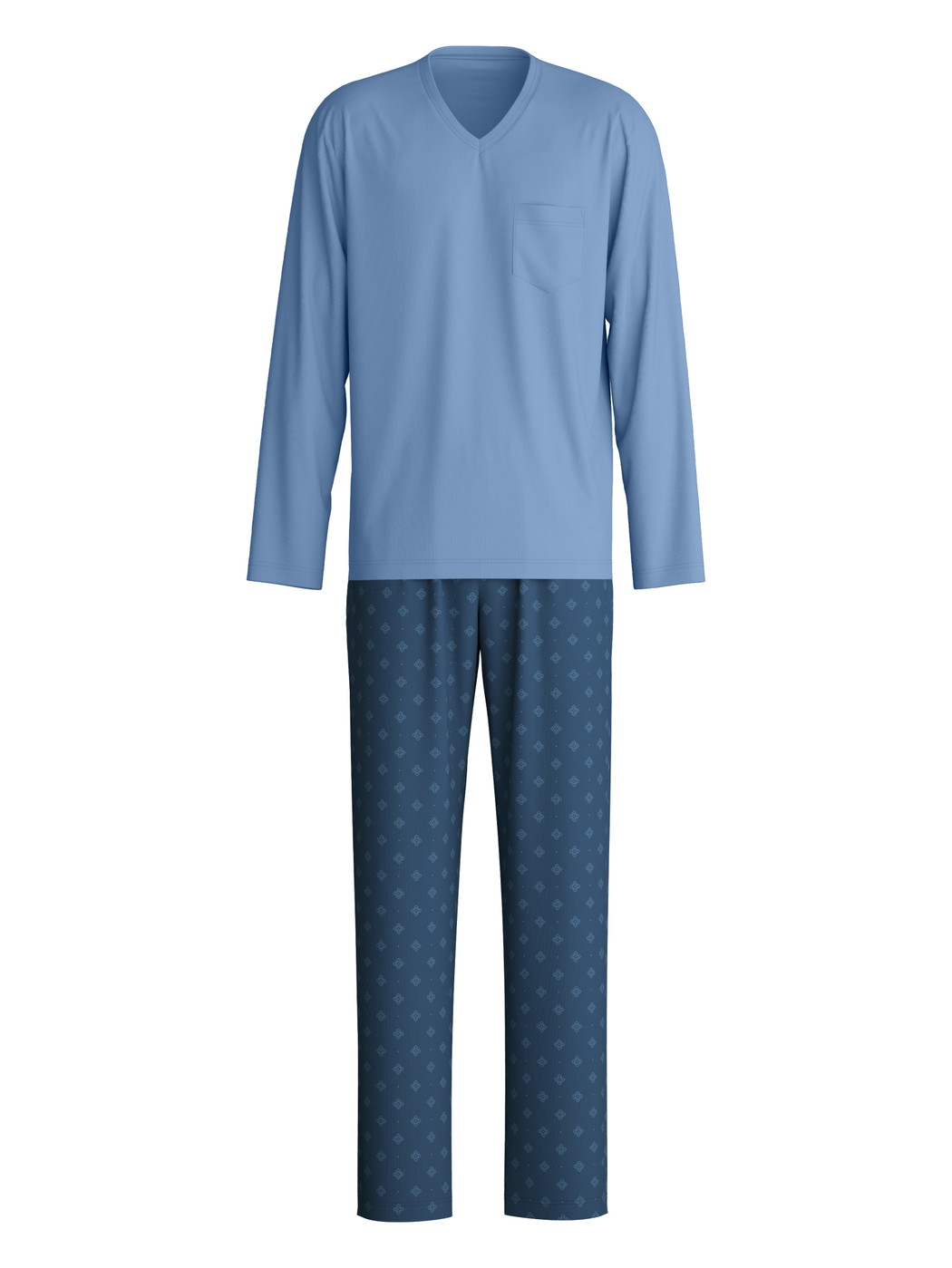 Homme - Pyjama, longue en 100% coton de couleur Bleu, À motifs, de la série Relax Imprint 2 de CALIDA
