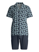 Herren - Kurz-Pyjama aus 100% Baumwolle in Blau, Gemustert aus Serie Relax Imprint 2 von CALIDA