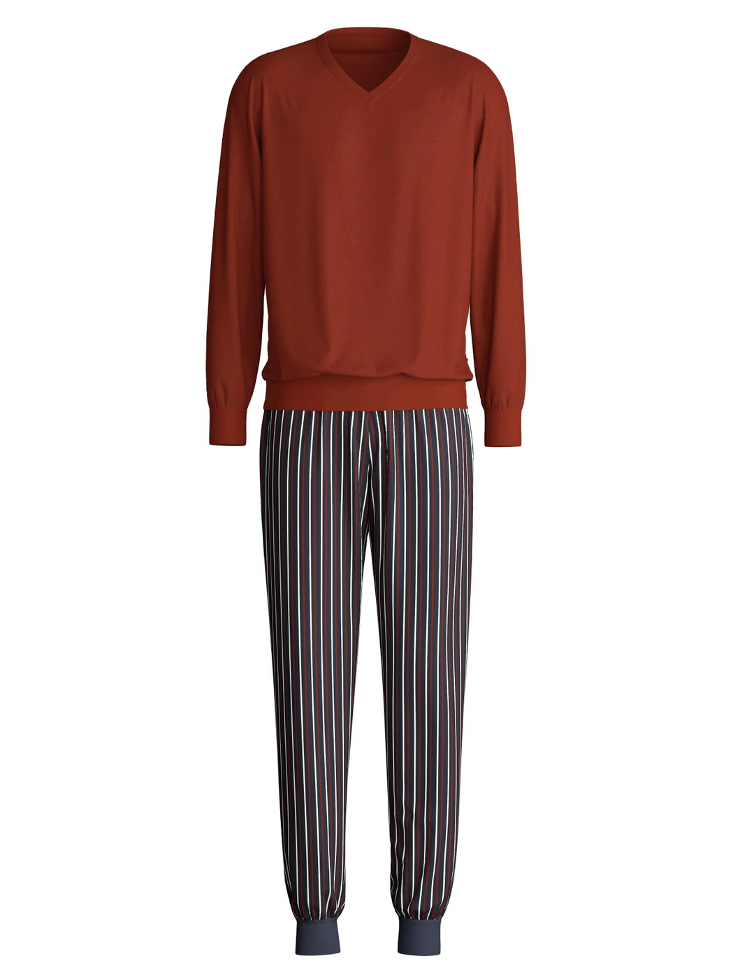 Uomo - Pigiama con polsini in 100% cotone di colore Rosso, A righe, della serie Cotton Special di CALIDA