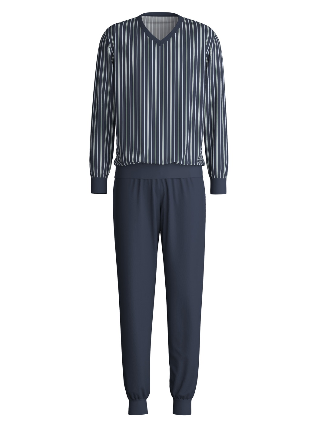 Men - Pyjama with cuff made of 100% Cotton in Blue, Patterned, from the Cotton Special series by CALIDA