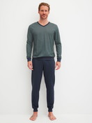 Men model is wearing Pyjama with cuff made of 100% Cotton in Green, Patterned from the Cotton Special series by CALIDA, Front view