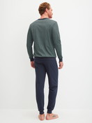 Men model is wearing Pyjama with cuff made of 100% Cotton in Green, Patterned from the Cotton Special series by CALIDA, Back view