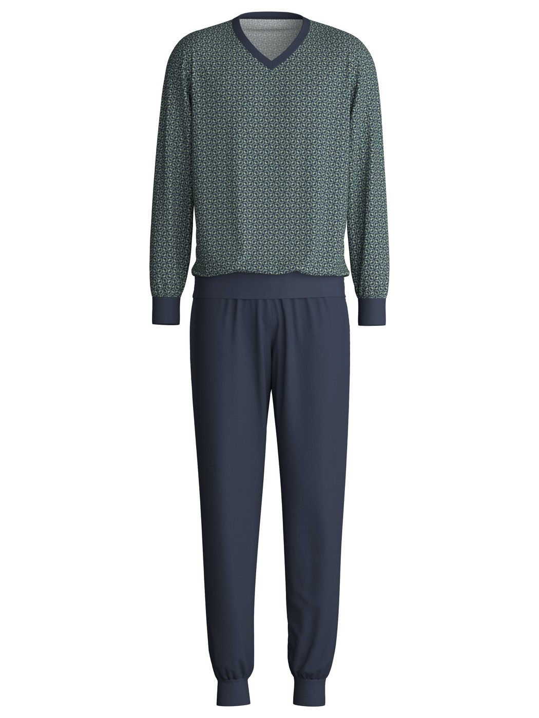 Men - Pyjama with cuff made of 100% Cotton in Green, Patterned, from the Cotton Special series by CALIDA