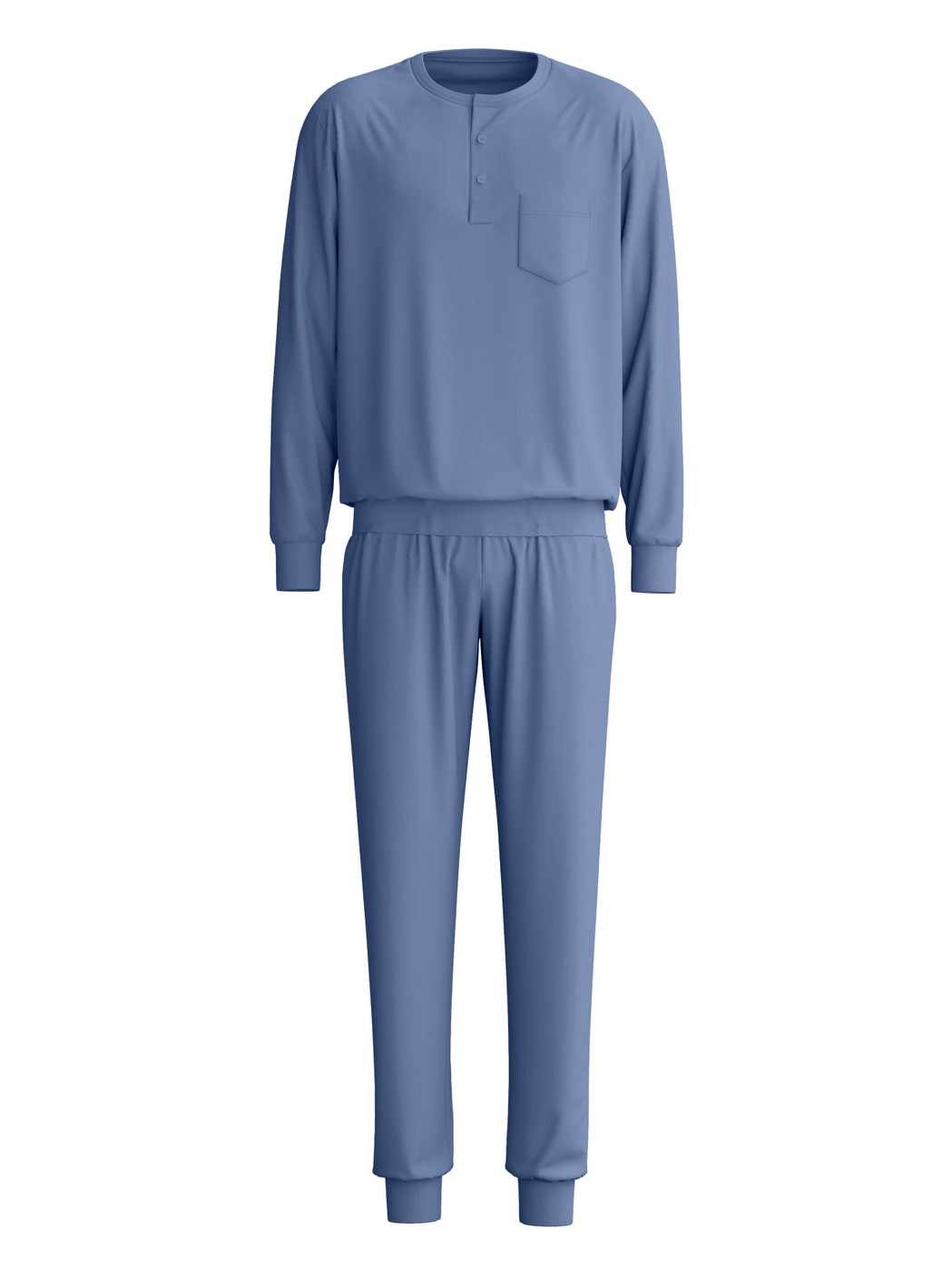 Uomo - Pigiama con polsini in 100% cotone di colore Blu, Tinta unita, della serie Relax Choice 1 di CALIDA