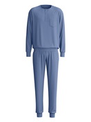 Men - cuffed pyjamas made of 100% Cotton in Blue, Unicoloured, from the Relax Choice 1 series by CALIDA