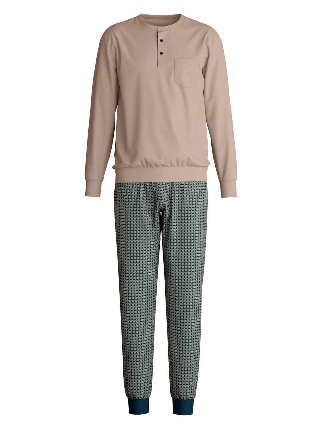 Men - cuffed pyjamas made of 100% Cotton in Blue, Patterned, from the Relax Choice 1 series by CALIDA