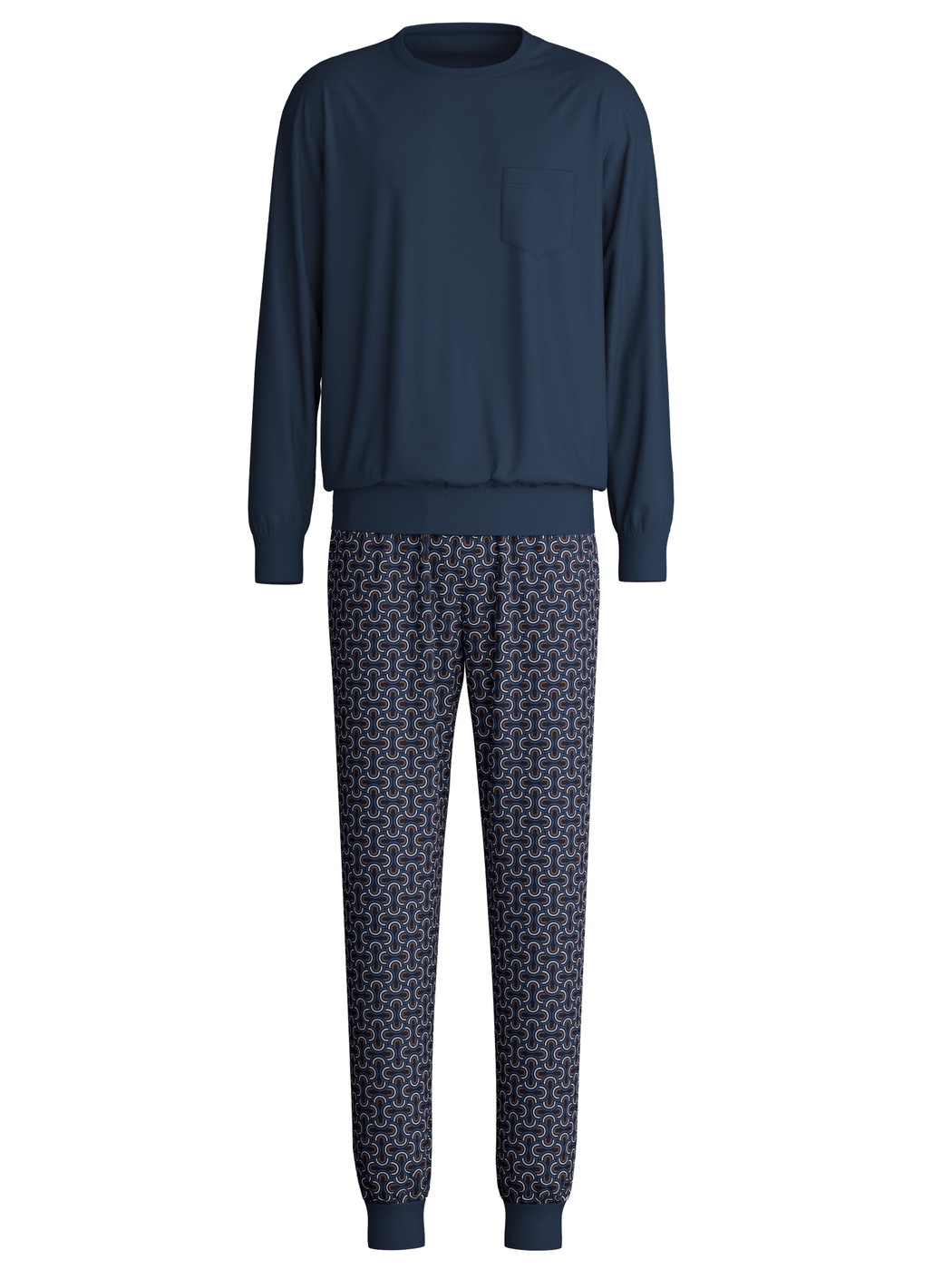 Uomo - Pigiama con polsini in 100% cotone di colore Blu, Modello, della serie Relax Imprint 1 di CALIDA