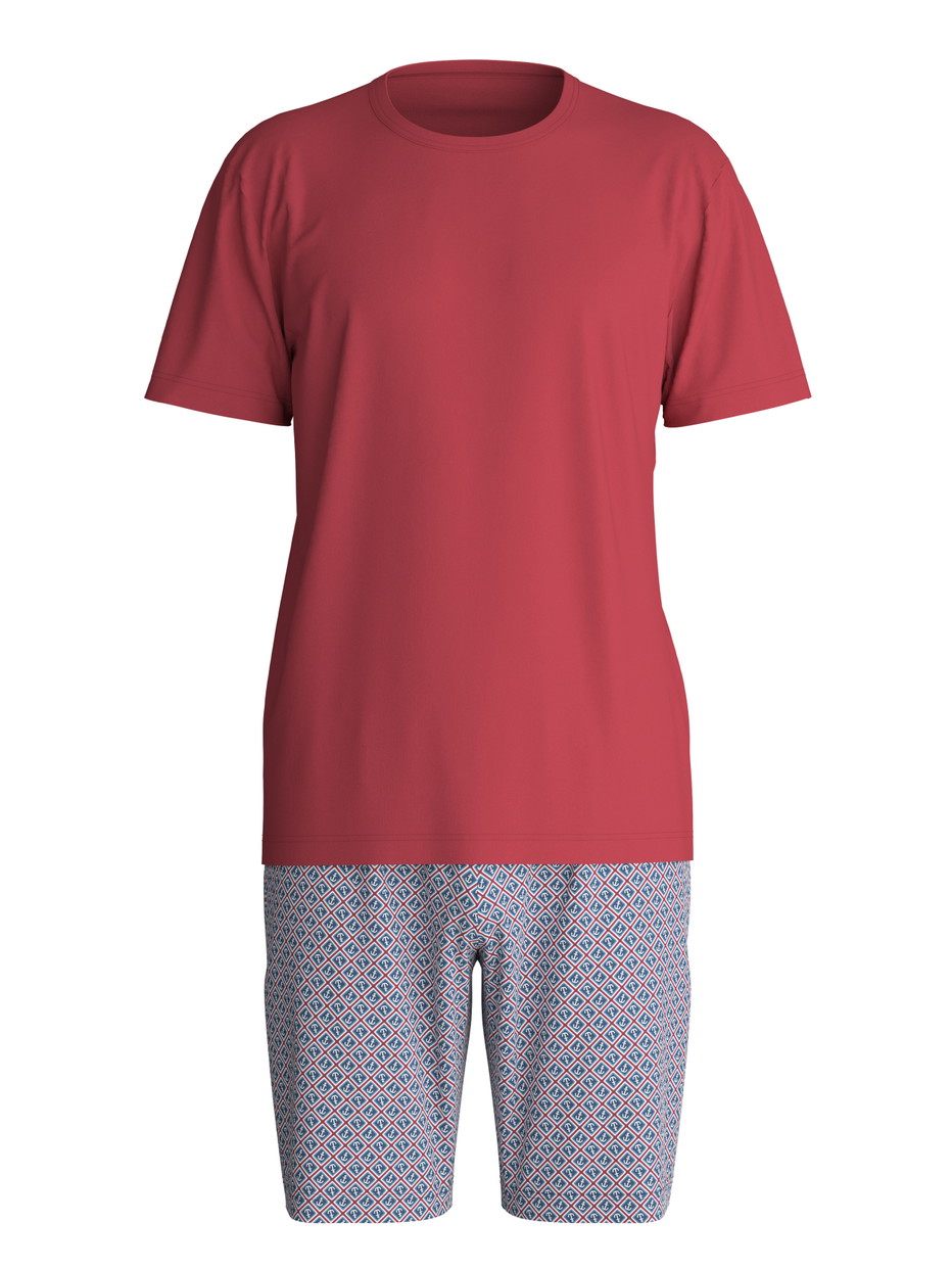 Herren - Kurz-Pyjama aus 100% Baumwolle in Rot, Gemustert aus Serie Cotton Special von CALIDA