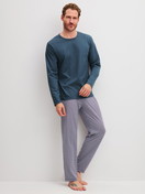 Men model is wearing Pyjama made of 100% Cotton in Blue, Patterned from the Cotton Special series by CALIDA, Front view