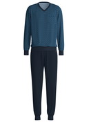 Men - Pyjama with cuff made of 100% Cotton in Blue, Patterned, from the Relax Imprint 2 series by CALIDA