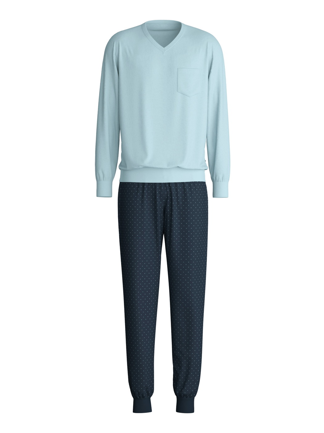 Herren - Bündchen-Pyjama aus 100% Baumwolle in Blau, Gemustert aus Serie Relax Imprint 3 von CALIDA