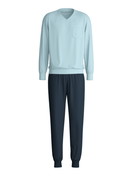 Men - Pyjama with cuff made of 100% Cotton in Blue, Patterned, from the Relax Imprint 3 series by CALIDA