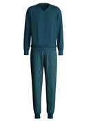 Men - Pyjama with cuff made of 100% Cotton in Turquoise, Patterned, from the Relax Imprint 3 series by CALIDA