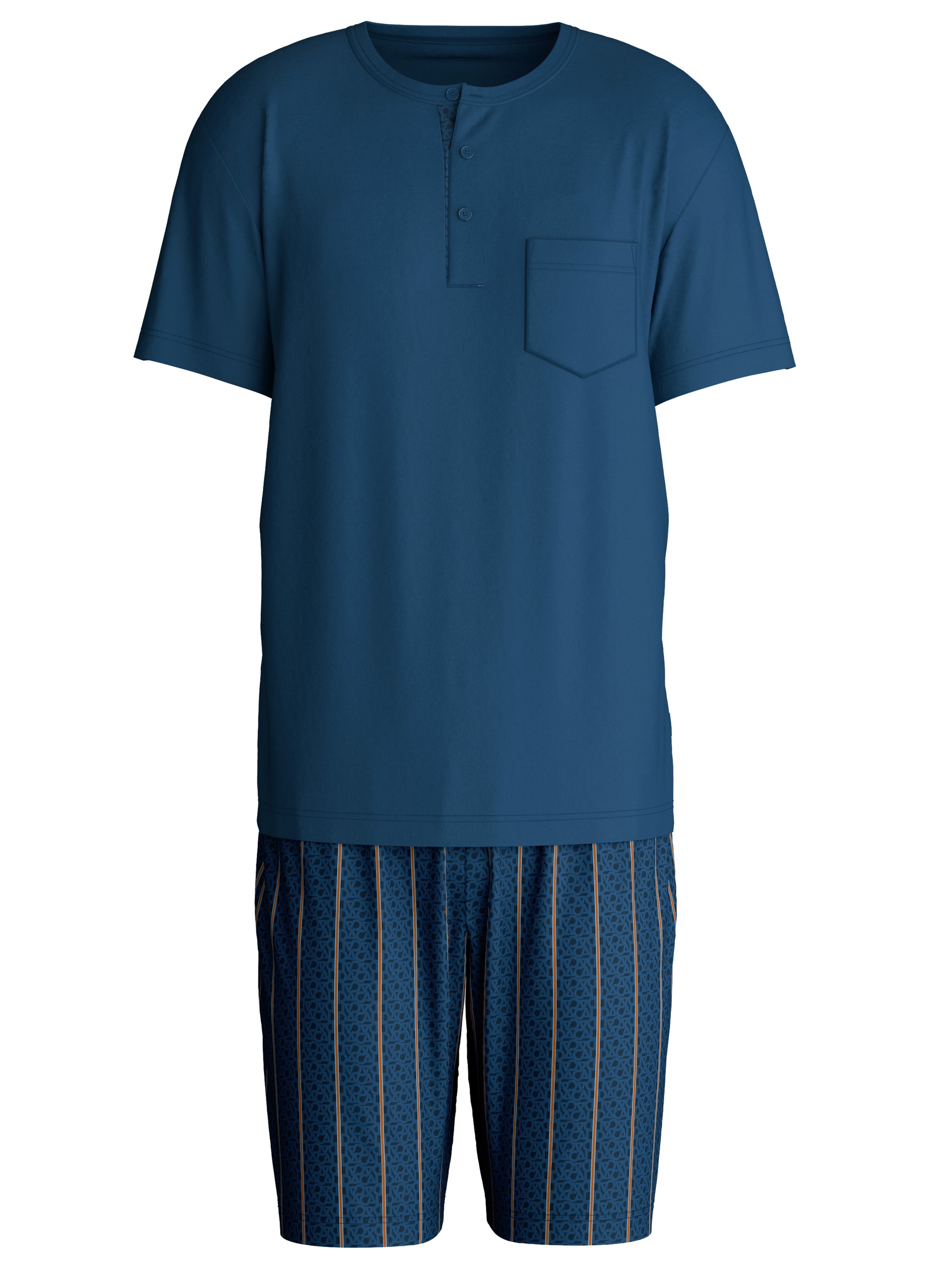 Men - Short pyjamas made of 100% Cotton in Blue, Striped, from the Relax Imprint 1 series by CALIDA