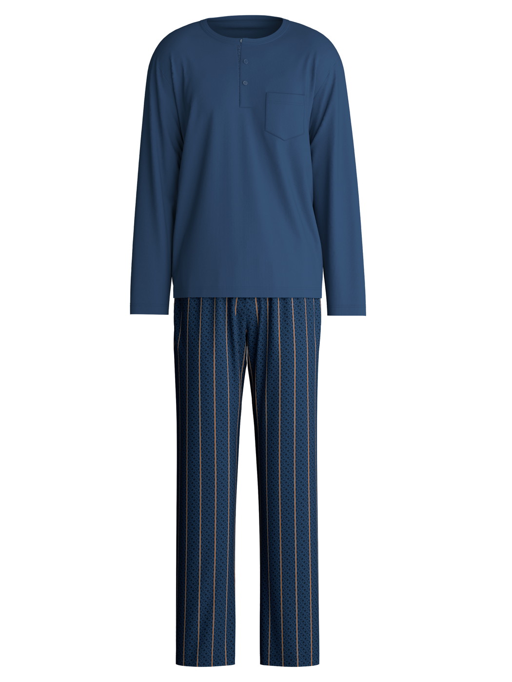 Homme - Pyjama, longue en 100% coton de couleur Bleu, Rayée, de la série Relax Imprint 1 de CALIDA