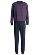 Uomo - Pigiama con polsini in Cotone di colore Rosso, A righe, della serie Relax Terry di CALIDA
