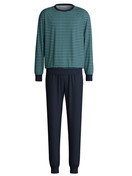 Uomo - Pigiama con polsini in Cotone di colore Blu, A righe, della serie Relax Terry di CALIDA