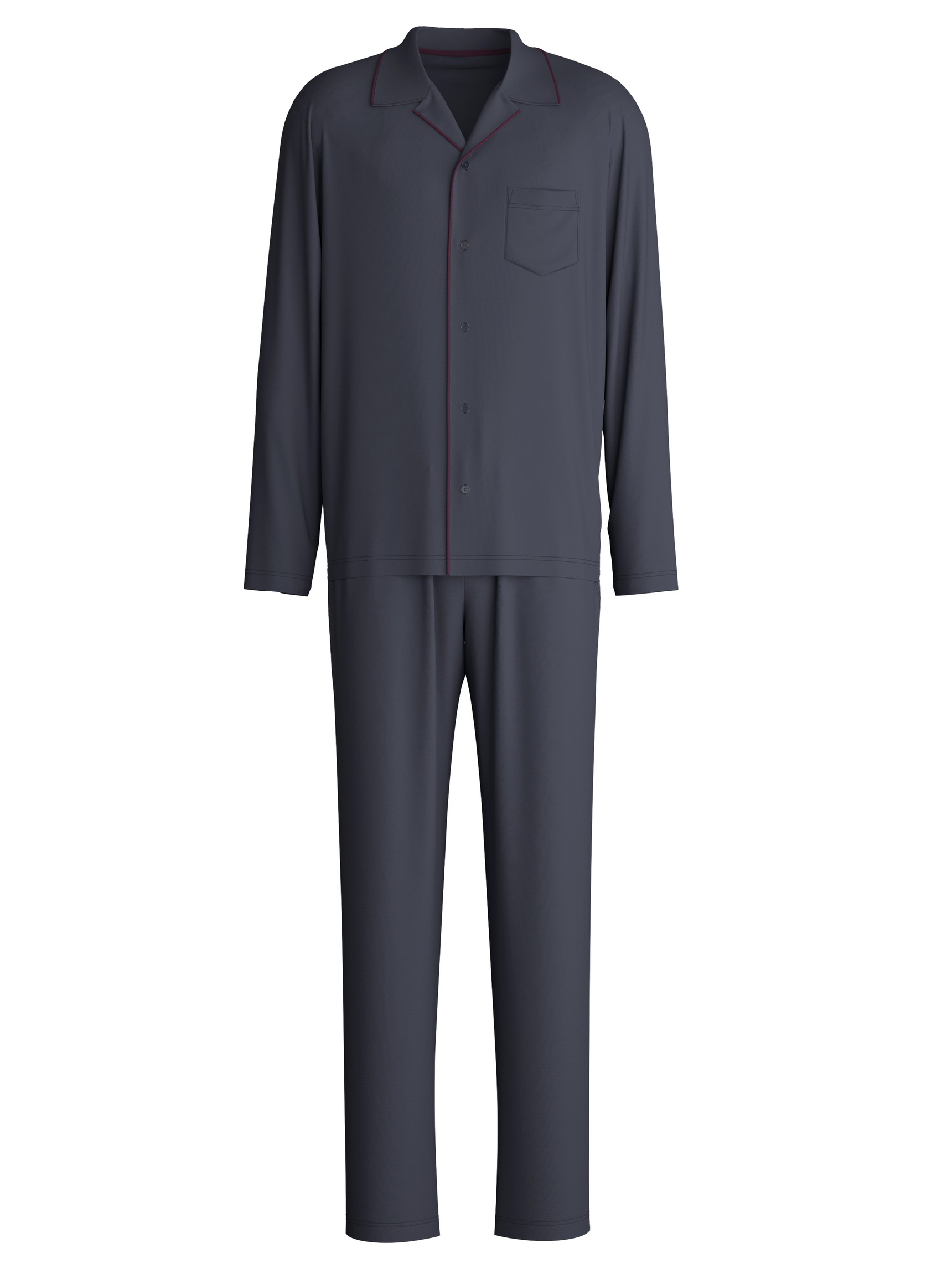 Men - Button-Up Pyjama made of TENCEL™ in Grey, Unicoloured, from the Relax Silk series by CALIDA