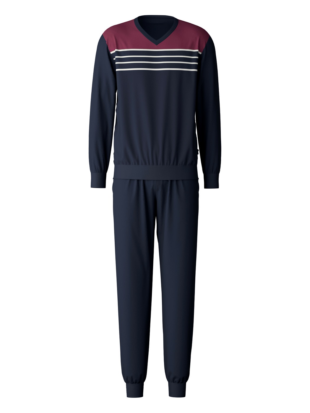 Men - Pyjama with cuff made of 100% Cotton in Blue, Striped, from the Season Special series by CALIDA