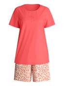 Damen - Kurz-Pyjama aus 100% Baumwolle in Rot, Floral aus Serie Flower Nights von CALIDA