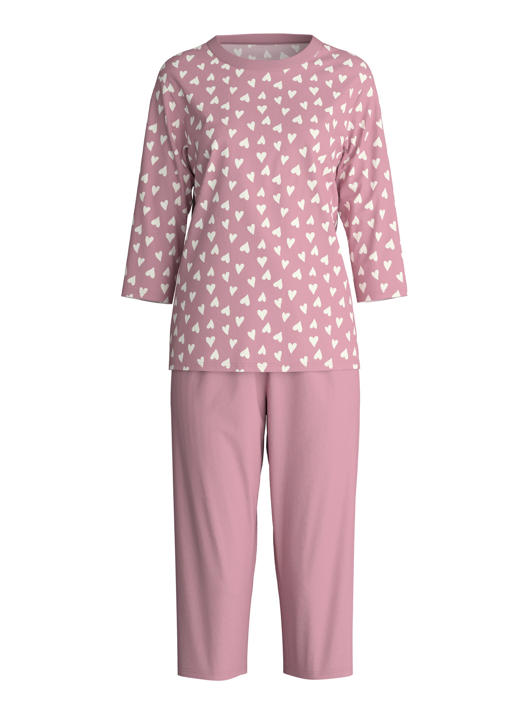 Damen - Capri-Pyjama aus 100% Baumwolle in Rosa, Gemustert aus Serie Cotton Special von CALIDA