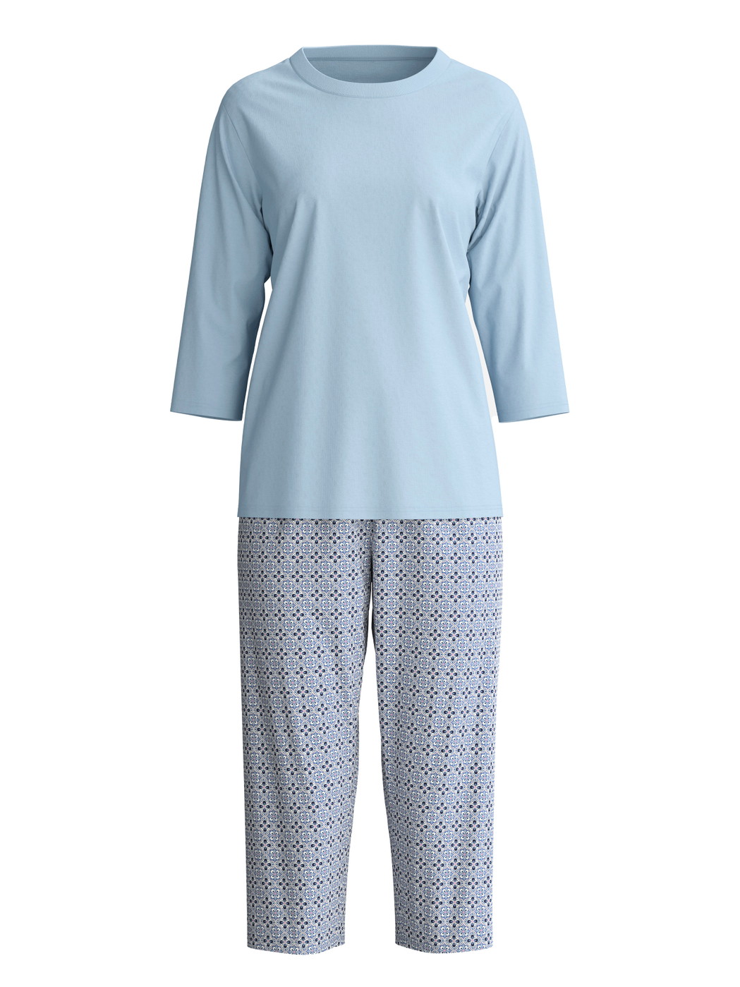 Women - Capri Pyjama made of 100% Cotton in Grey, Patterned, from the Cotton Special series by CALIDA