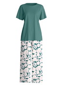 Women - 7/8 - Pyjamas made of 100% Cotton in Turquoise, Floral, from the Botanic Dreams series by CALIDA