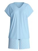 Damen - Kurz-Pyjama aus 100% Baumwolle in Blau, Gemustert aus Serie Lovely Nights von CALIDA
