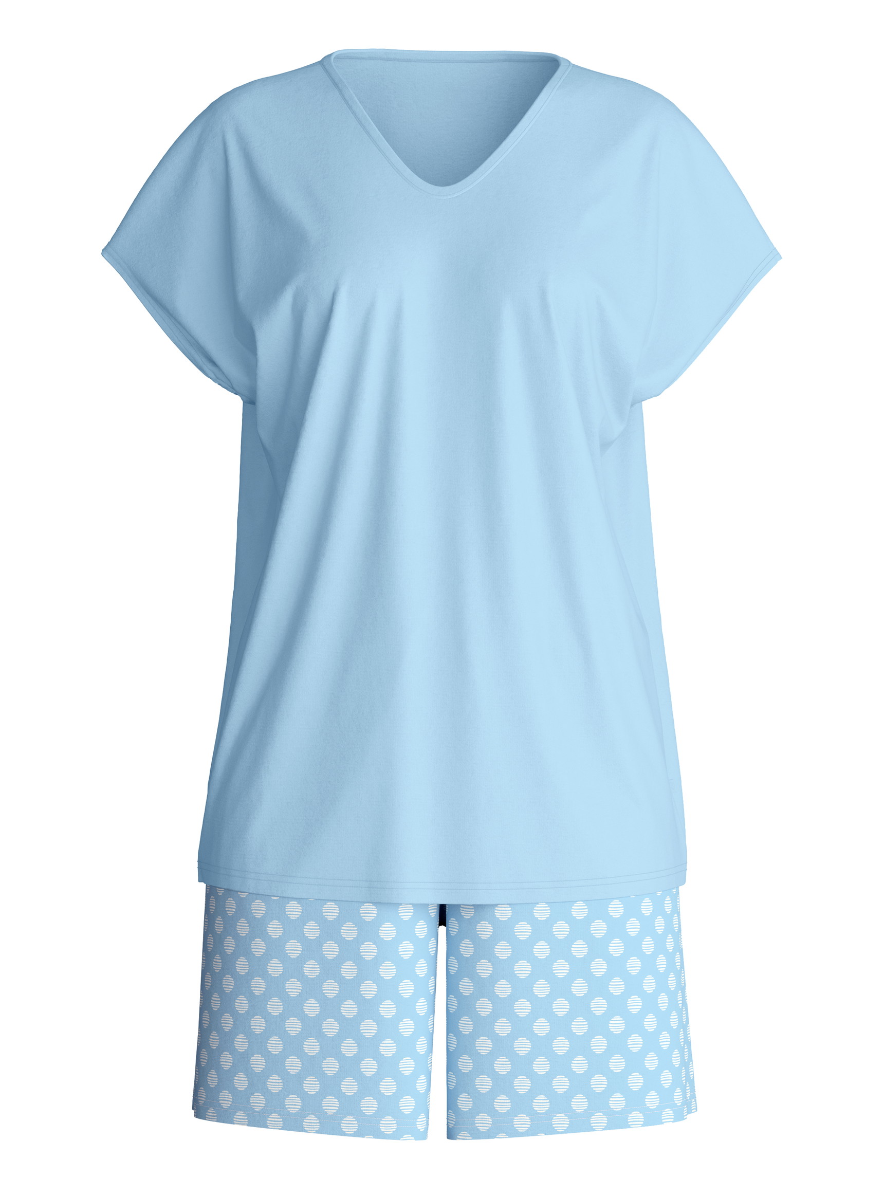 Damen - Kurz-Pyjama aus 100% Baumwolle in Blau, Gemustert aus Serie Lovely Nights von CALIDA