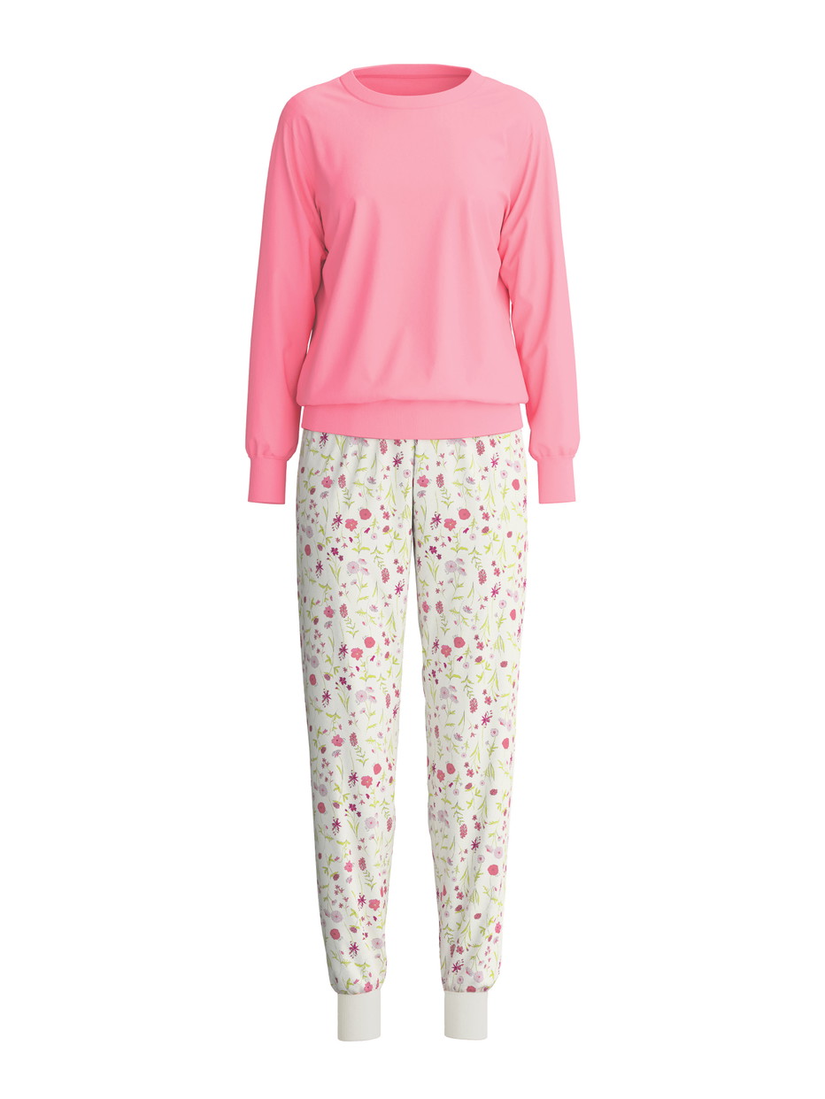 Women - Pyjama with cuff made of 100% Cotton in Pink, Patterned, from the Cotton Special series by CALIDA