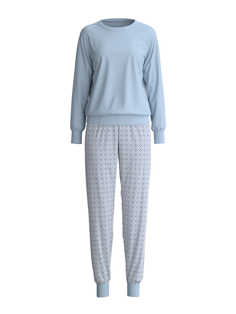 Femme - Pyjama avec bords élastiques en 100% coton de couleur Gris, À motifs, de la série Cotton Special de CALIDA