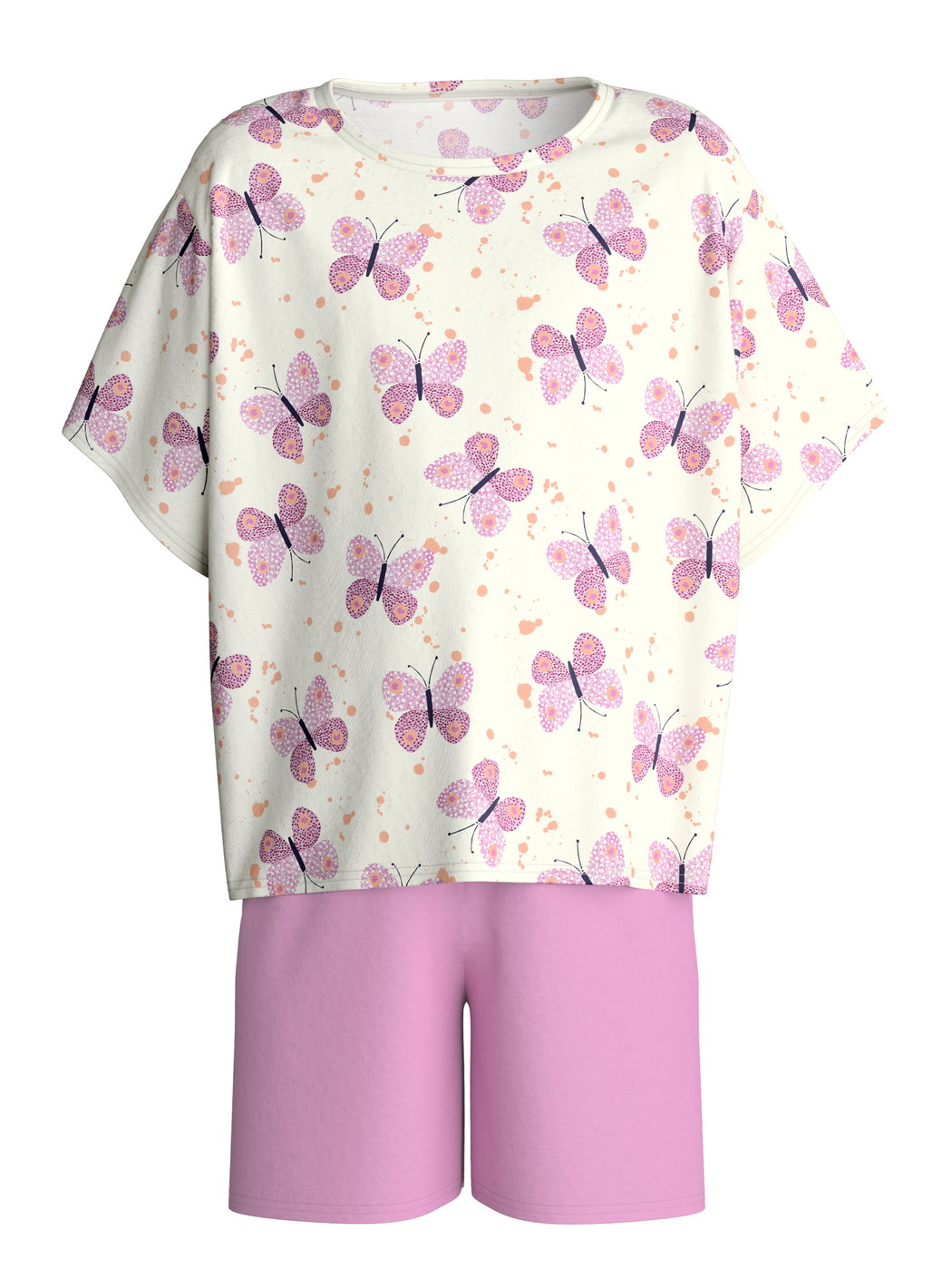 Kinder - Kurz-Pyjama aus 100% Baumwolle in Rosa, Gemustert aus Serie Kids Butterfly von CALIDA