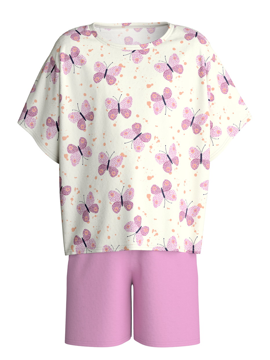 Kinder - Kurz-Pyjama aus 100% Baumwolle in Rosa, Gemustert aus Serie Kids Butterfly von CALIDA