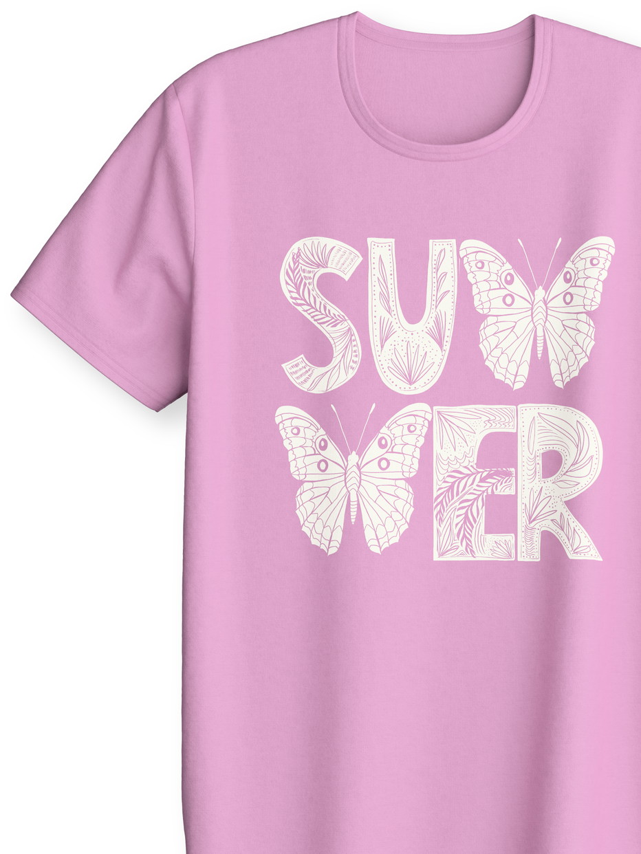 Kinder - Kurz-Pyjama aus 100% Baumwolle in Rosa, Gemustert aus Serie Kids Butterfly von CALIDA, Vorderansicht, Weißer Hintergrund