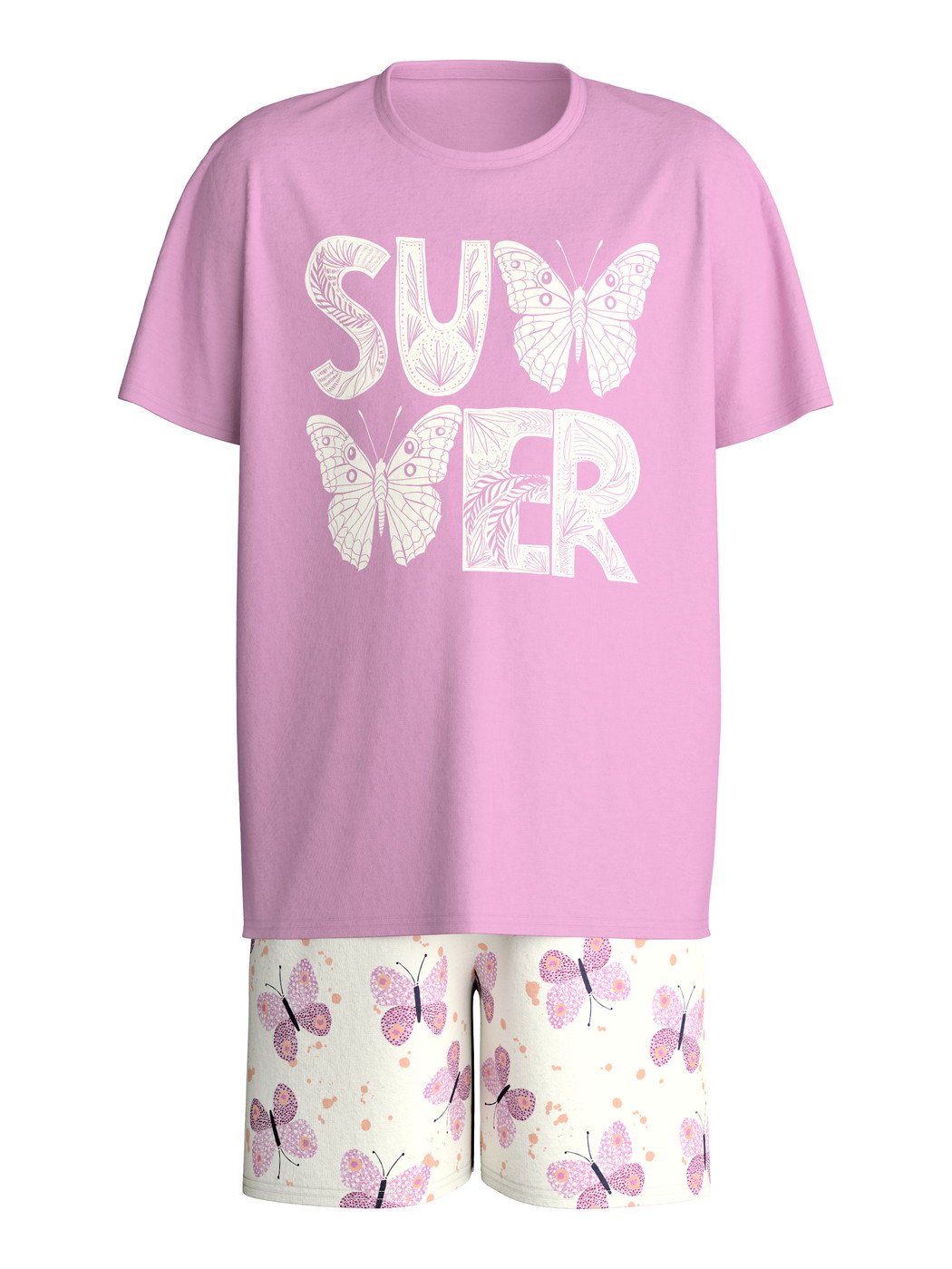 Kinder - Kurz-Pyjama aus 100% Baumwolle in Rosa, Gemustert aus Serie Kids Butterfly von CALIDA