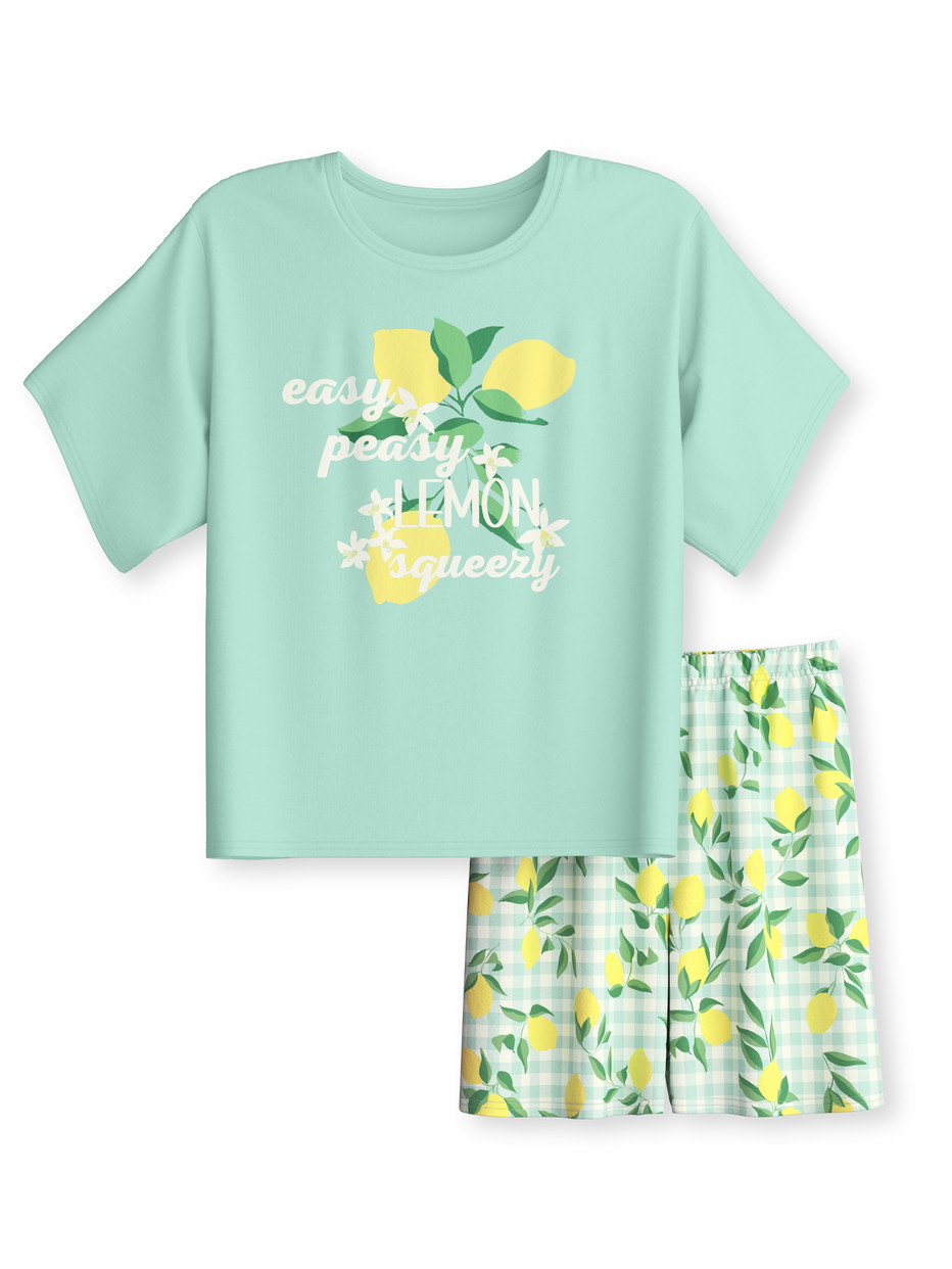 Kinder - Kurz-Pyjama aus 100% Baumwolle in Grün, Gemustert aus Serie Kids Fruits von CALIDA, Vorderansicht, Weißer Hintergrund