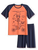 Kinder - Kurz-Pyjama aus 100% Baumwolle in Blau, Gemustert aus Serie Kids Sports von CALIDA, Vorderansicht, Weißer Hintergrund