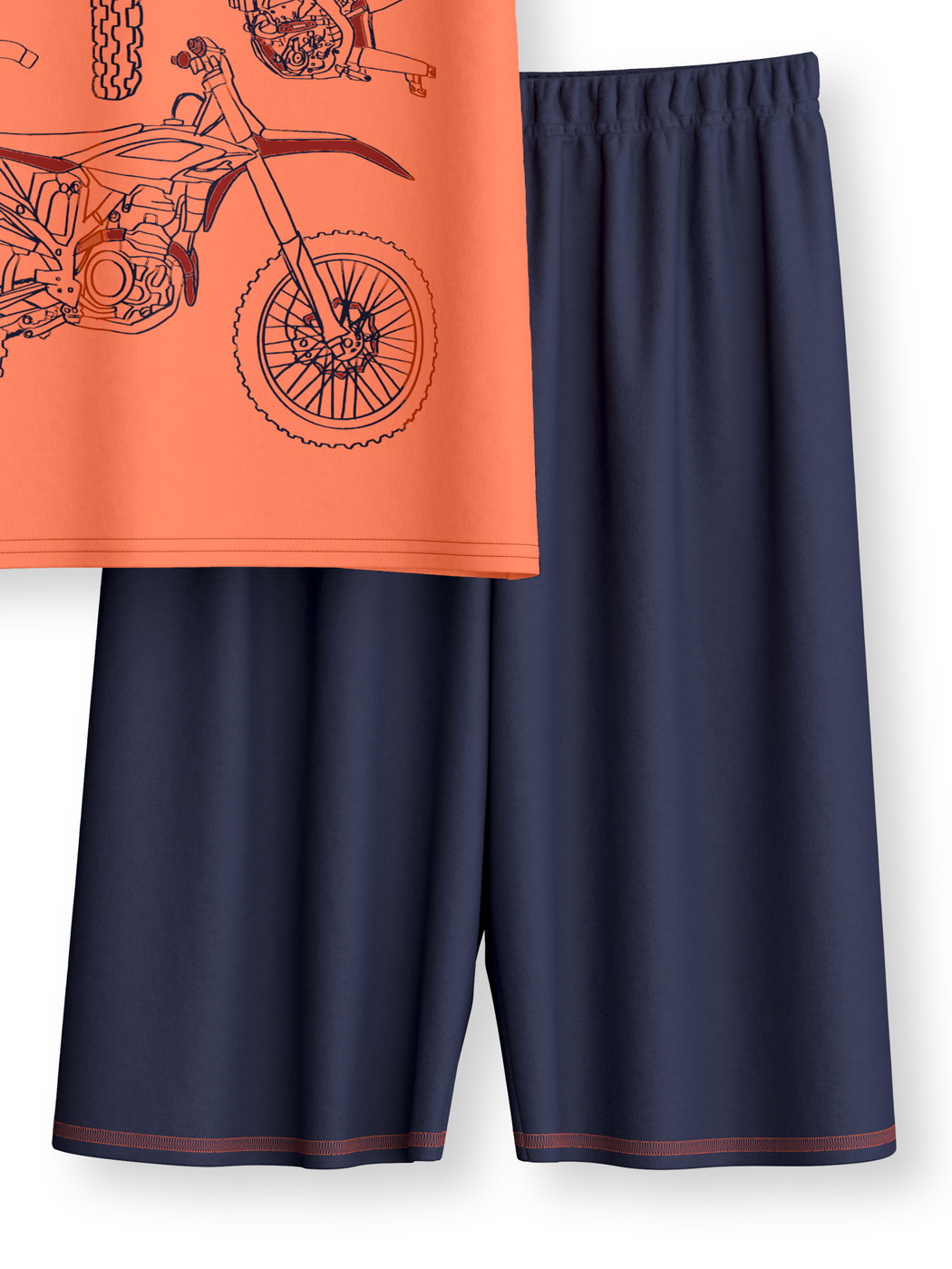 Kinder - Kurz-Pyjama aus 100% Baumwolle in Blau, Gemustert aus Serie Kids Sports von CALIDA, Vorderansicht, Weißer Hintergrund