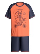 Kinder - Kurz-Pyjama aus 100% Baumwolle in Blau, Gemustert aus Serie Kids Sports von CALIDA