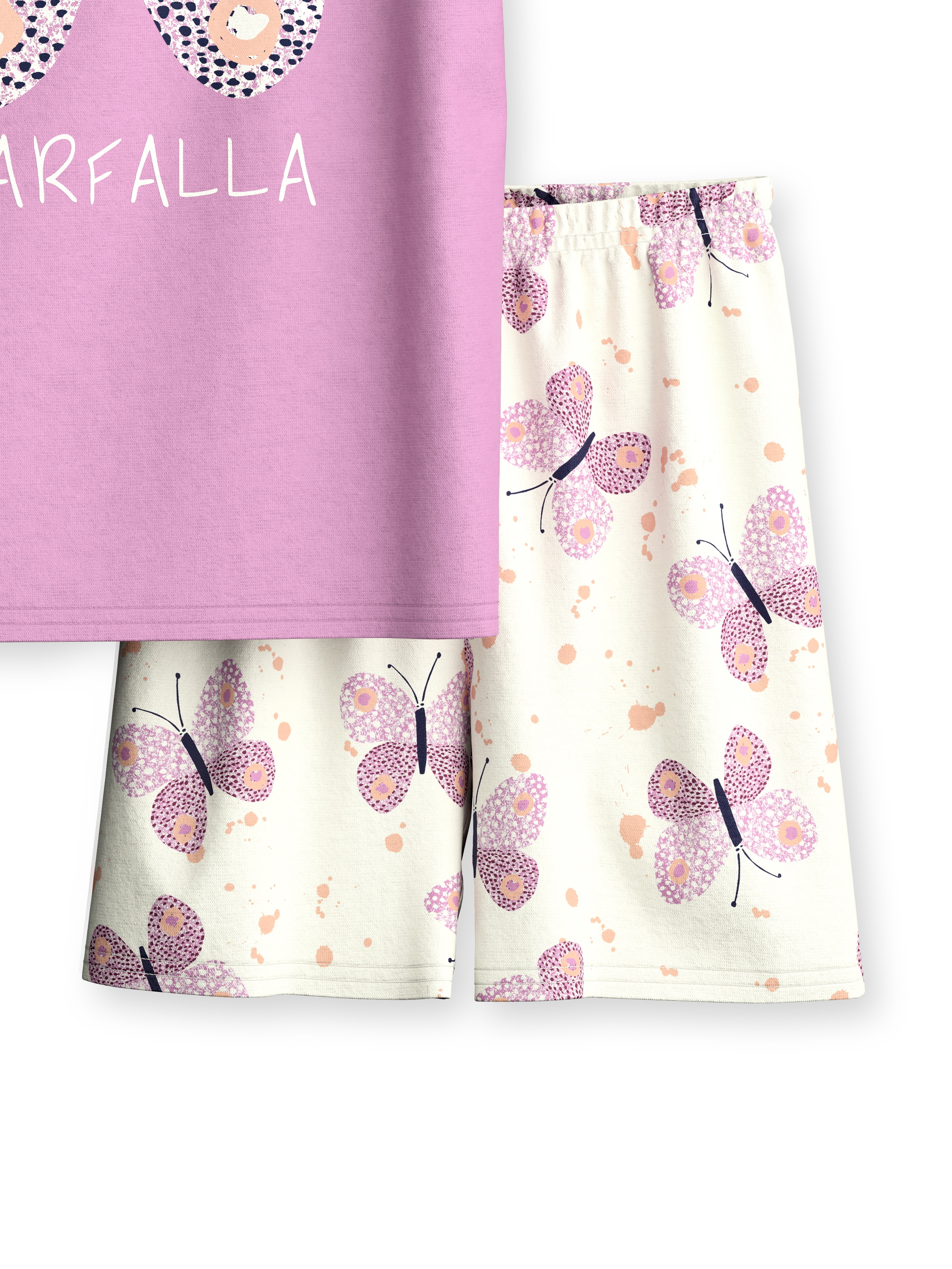 Kinder - Kurz-Pyjama aus 100% Baumwolle in Violett, Gemustert aus Serie Toddlers Butterfly von CALIDA