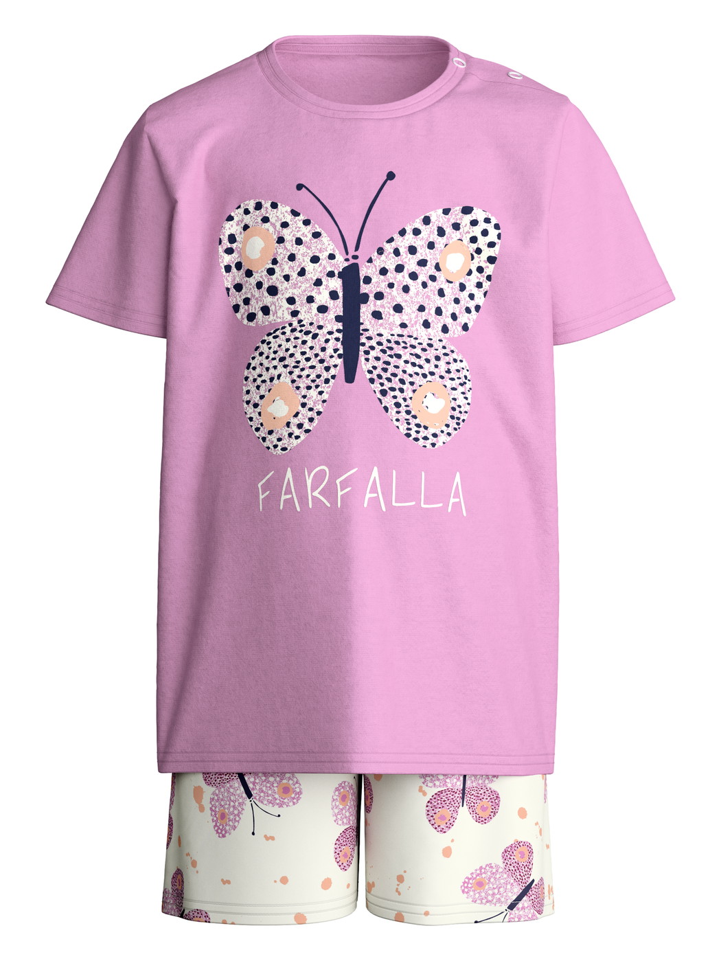 Kinder - Kurz-Pyjama aus 100% Baumwolle in Violett, Gemustert aus Serie Toddlers Butterfly von CALIDA