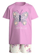 Kinder - Kurz-Pyjama aus 100% Baumwolle in Violett, Gemustert aus Serie Toddlers Butterfly von CALIDA
