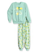 Kids - Pyjama with cuff made of 100% Cotton in Green, Patterned, from the Kids Fruits series by CALIDA, Front view, White background