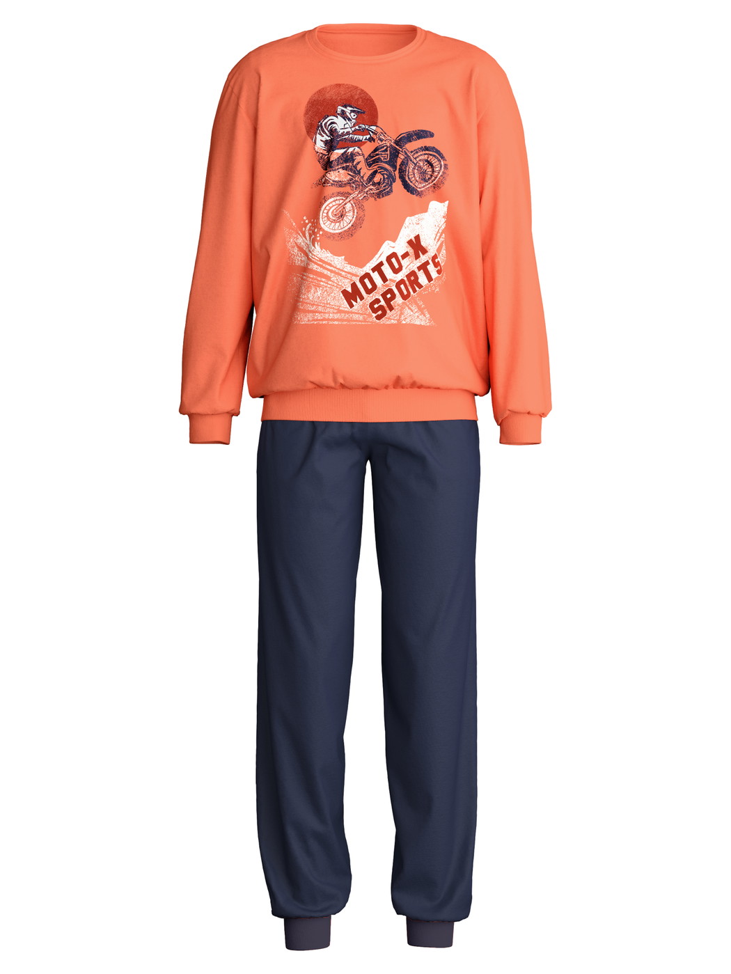 Figli - Pigiama con polsini in 100% cotone di colore Arancione, Modello, della serie Kids Sports di CALIDA