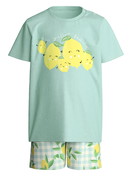 Figli - Pigiama corto in puro cotone organico in 100% cotone di colore Verde, Modello, della serie Toddlers Fruits di CALIDA