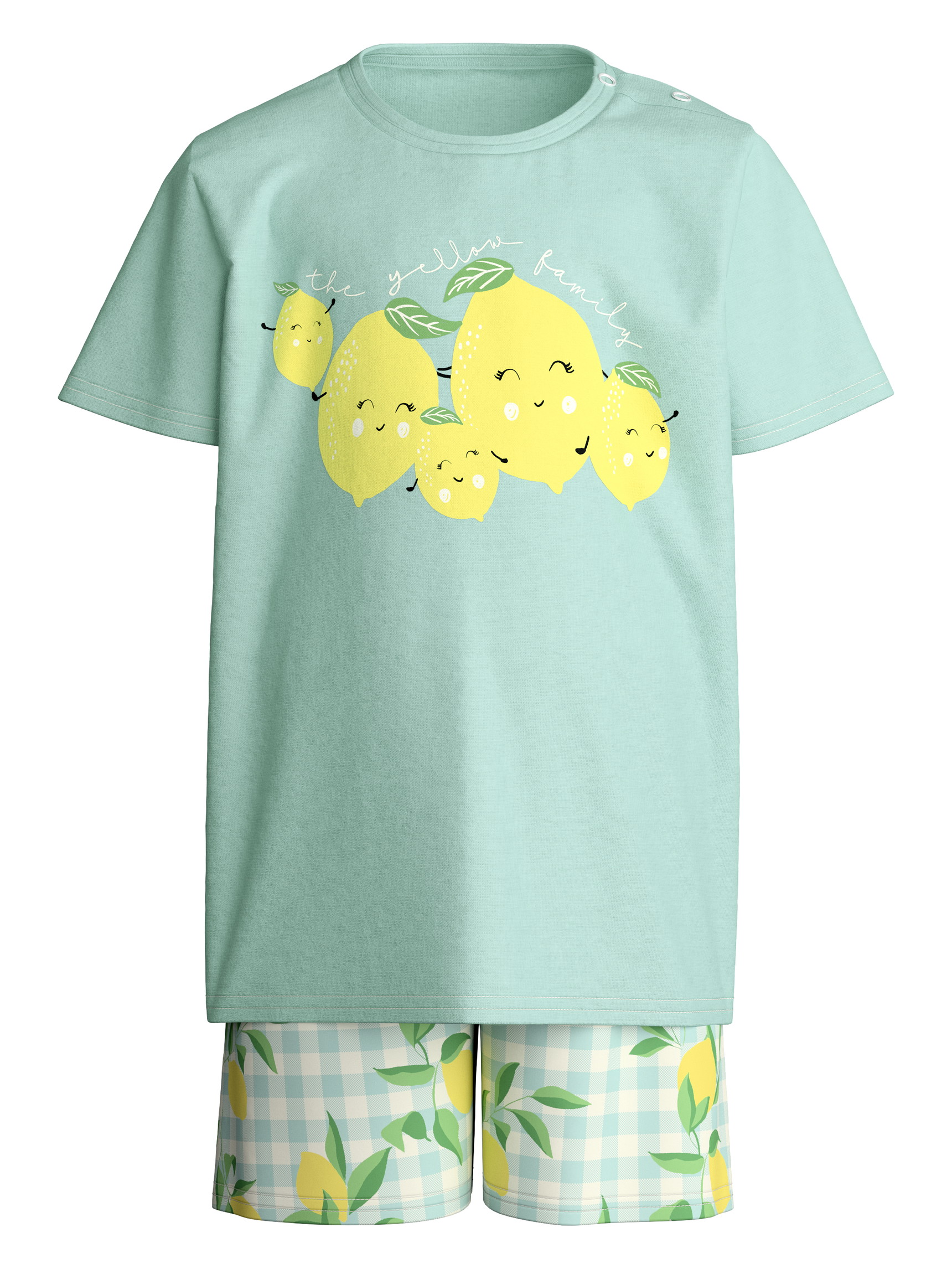 Figli - Pigiama corto in puro cotone in 100% cotone di colore Verde, Modello, della serie Toddlers Fruits di CALIDA