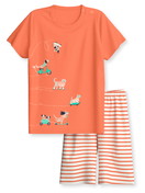 Kinder - Kurz-Pyjama aus 100% Baumwolle in Orange, Gemustert aus Serie Toddlers Scooter von CALIDA, Vorderansicht, Weißer Hintergrund