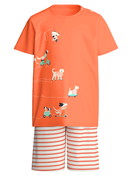Kinder - Kurz-Pyjama aus 100% Baumwolle in Orange, Gemustert aus Serie Toddlers Scooter von CALIDA