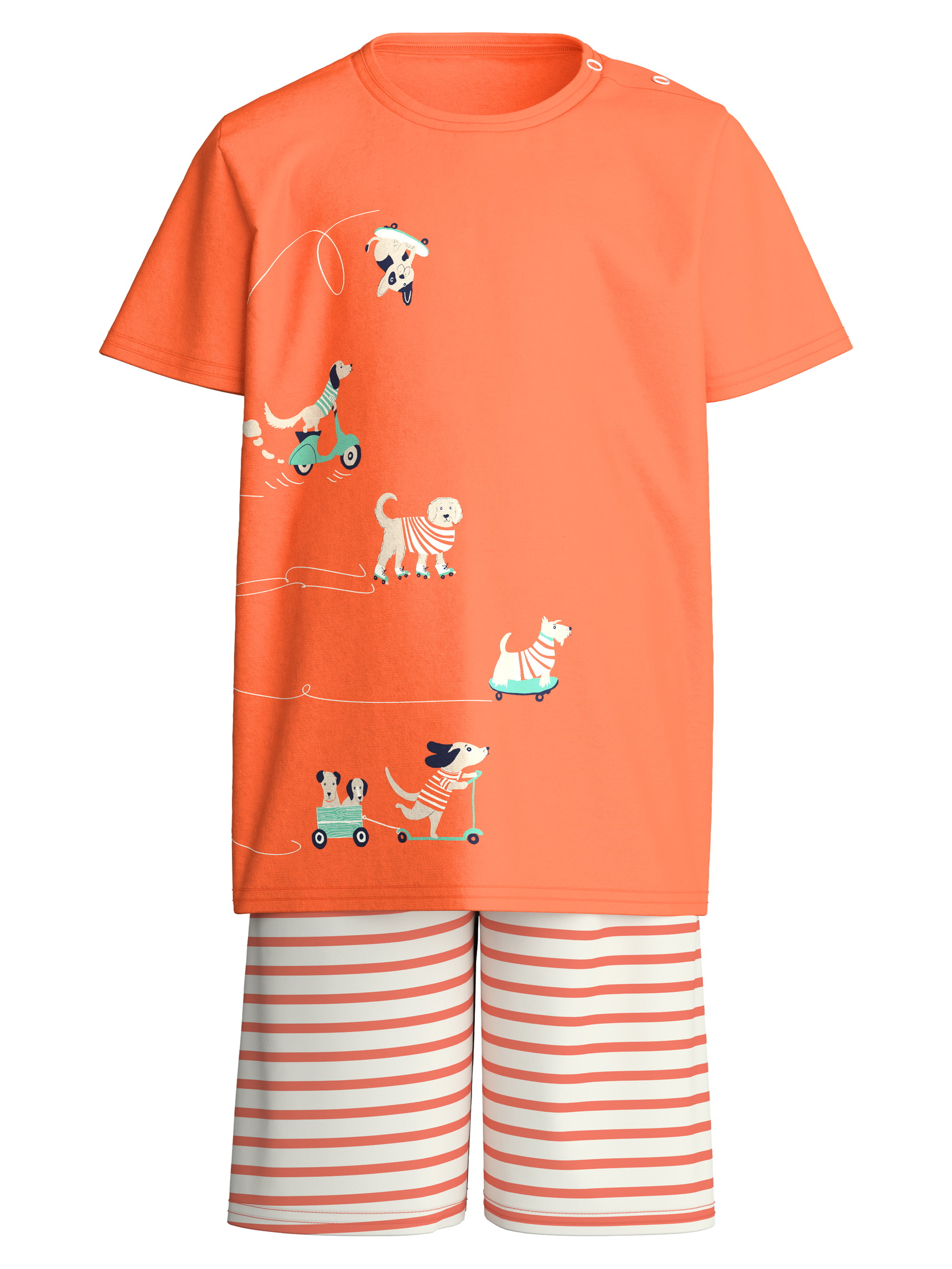 Kinder - Kurz-Pyjama aus 100% Baumwolle in Orange, Gemustert aus Serie Toddlers Scooter von CALIDA